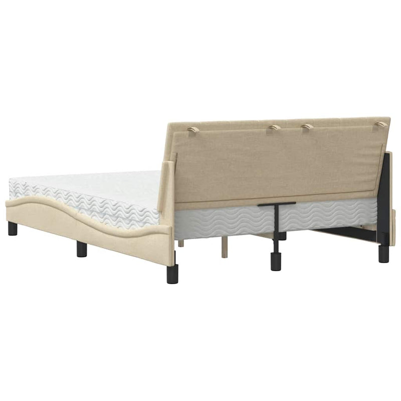 Letto con Materasso Hanko Crema 120x200 cm in Tessuto