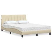 Letto con Materasso Hanko Crema 120x200 cm in Tessuto