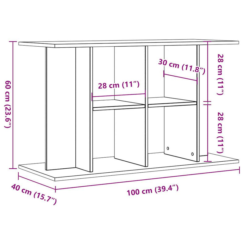 Supporto per acquario artigianale in rovere 100x40x60 cm in legno ingegnerizzato