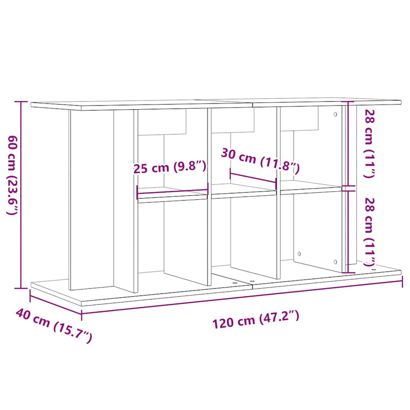 Supporto per acquario artigianale in rovere 120x40x60 cm in legno ingegnerizzato