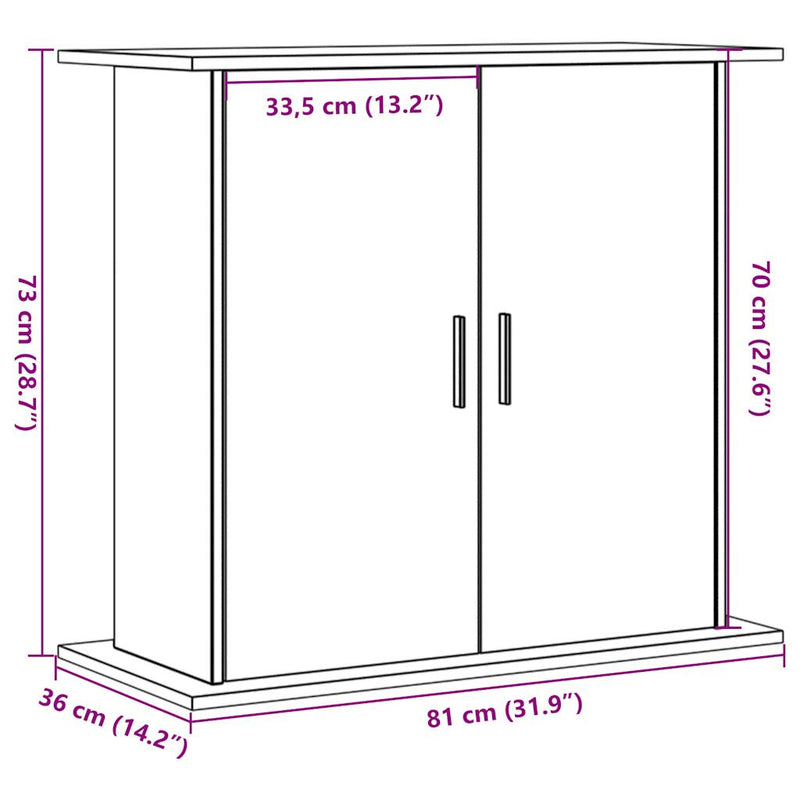 Supporto Acquario 81x36x73 cm in Legno Multistrato Legno Antico