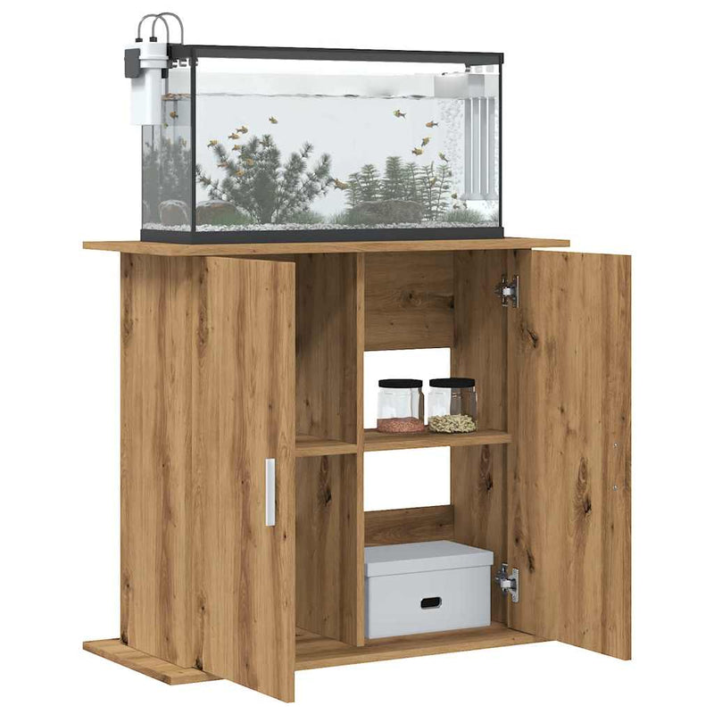 Supporto per acquario artigianale in rovere 81x36x73 cm in legno ingegnerizzato