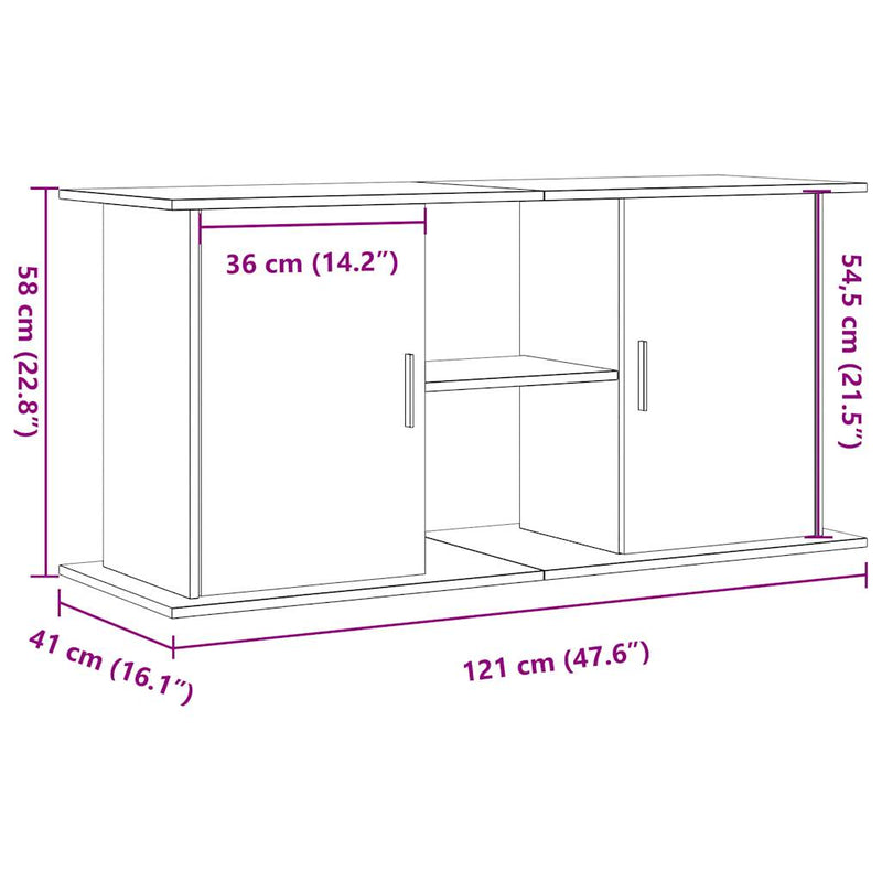 Supporto Acquario 121x41x58cm in Legno Multistrato Legno Antico