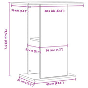 Supporto per acquario artigianale in rovere 36x60,5x72,5 cm in legno ingegnerizzato