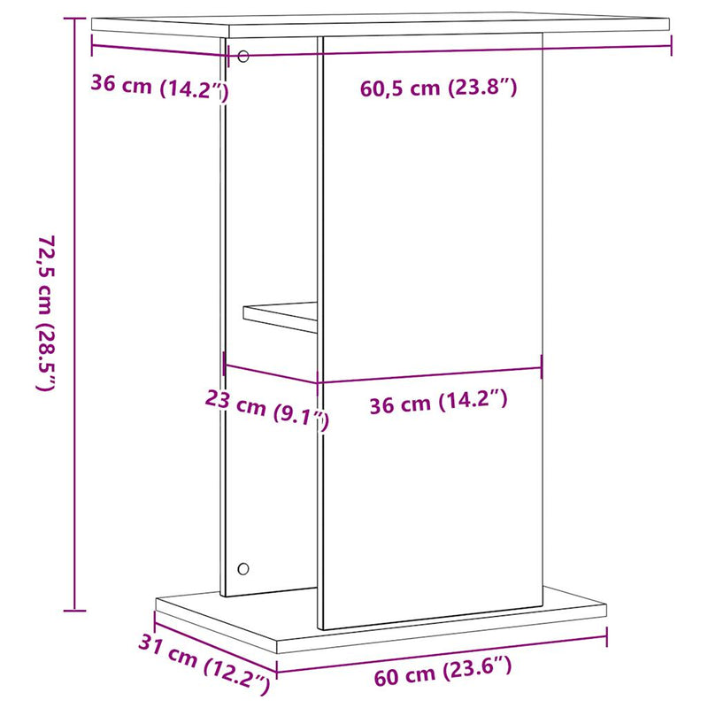 Supporto per acquario artigianale in rovere 36x60,5x72,5 cm in legno ingegnerizzato