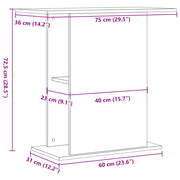 Supporto per acquario artigianale in rovere 36x75x72,5 cm in legno ingegnerizzato