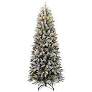 Albero di Natale Artificiale con 300 LED e Neve Floccata 180 cm