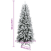 Albero di Natale Artificiale con 300 LED e Neve Floccata 180 cm