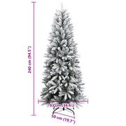 Albero di Natale Artificiale con 300 LED e Neve Floccata 240 cm