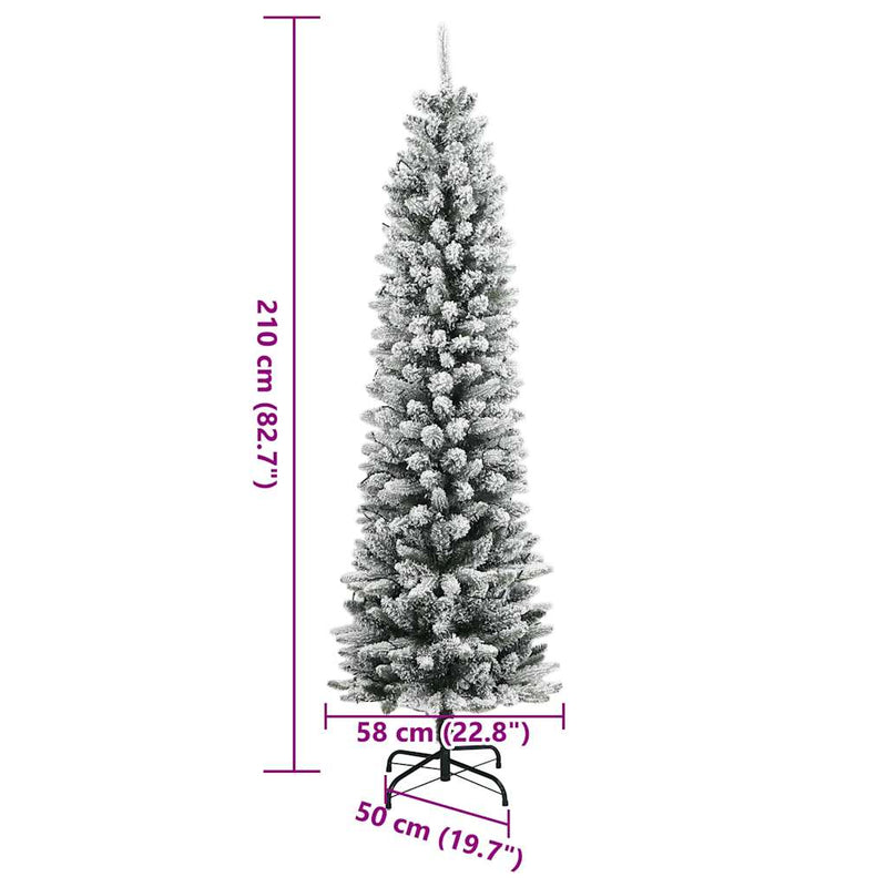 Albero di Natale Artificiale con 300 LED e Neve Floccata 210 cm