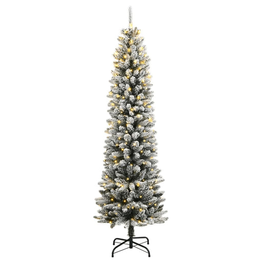 Albero di Natale Artificiale con 300 LED e Neve Floccata 210 cm