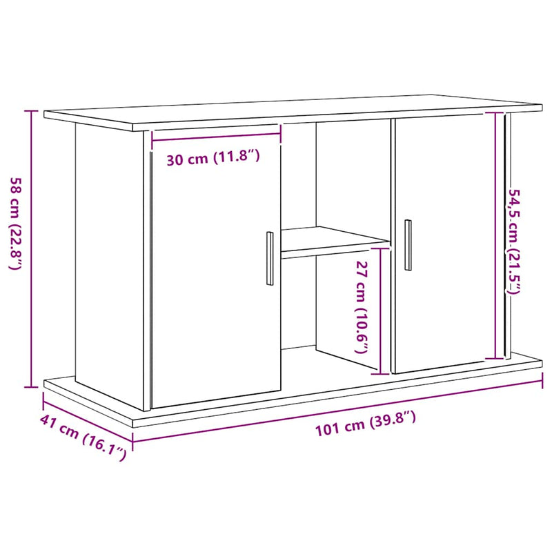 Supporto per acquario in rovere nero 101x41x58 cm in legno ingegnerizzato