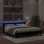 Struttura del letto con strisce LED Rovere Nero 180 x 200 cm