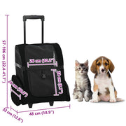 Carrello per Animali 3 in 1 Design Nero 48x32x(57-106) cm