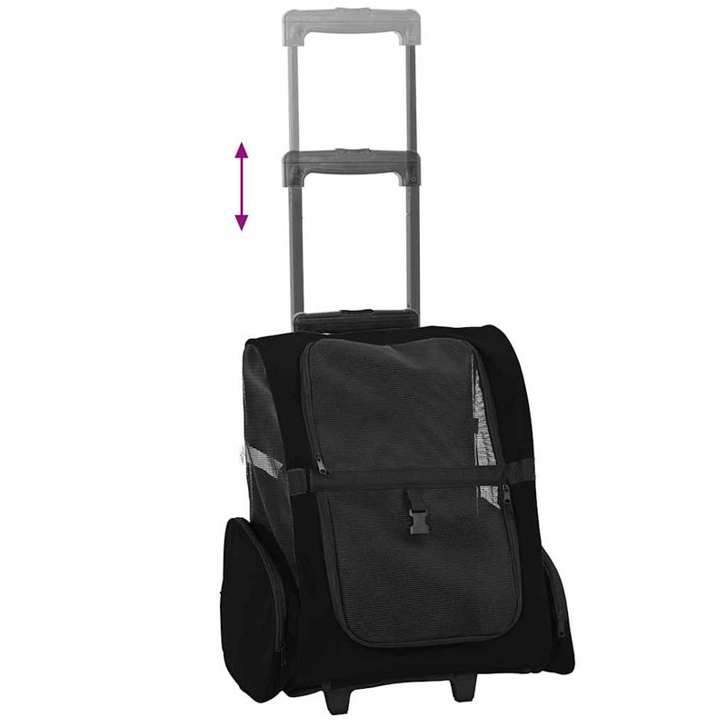 Carrello per Animali 3 in 1 Design Nero 48x32x(57-106) cm