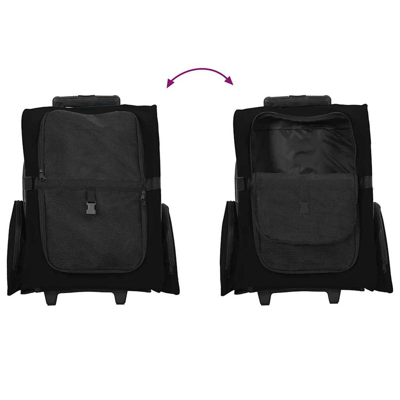 Carrello per Animali 3 in 1 Design Nero 48x32x(57-106) cm