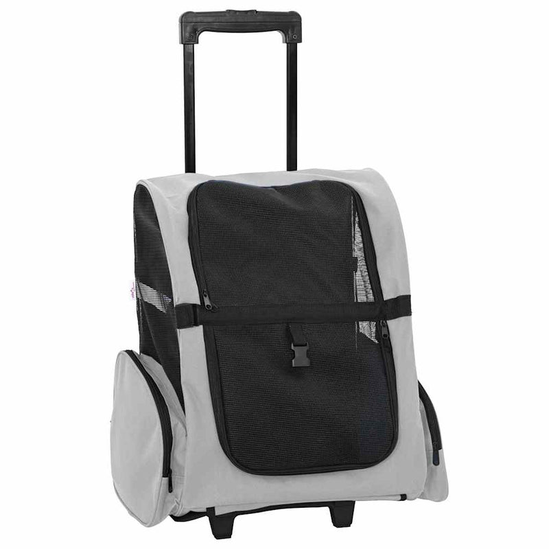 Carrello per animali 3 in 1 design grigio 48x32x(57-106) cm