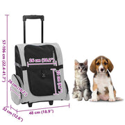 Carrello per animali 3 in 1 design grigio 48x32x(57-106) cm