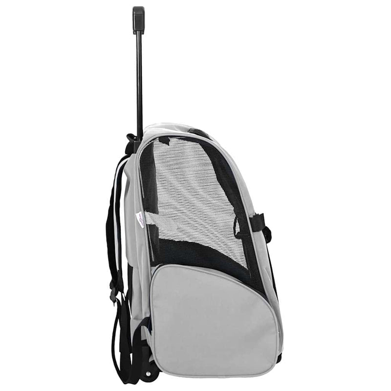 Carrello per animali 3 in 1 design grigio 48x32x(57-106) cm