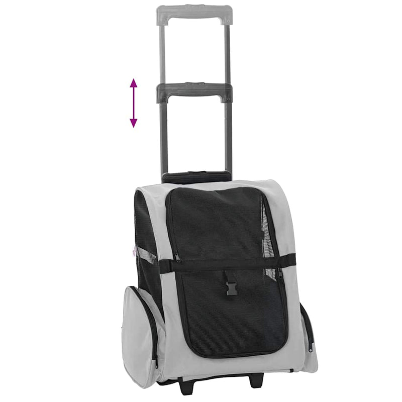 Carrello per animali 3 in 1 design grigio 48x32x(57-106) cm