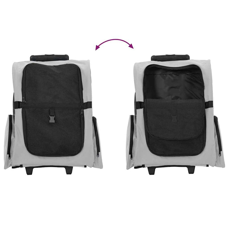Carrello per animali 3 in 1 design grigio 48x32x(57-106) cm