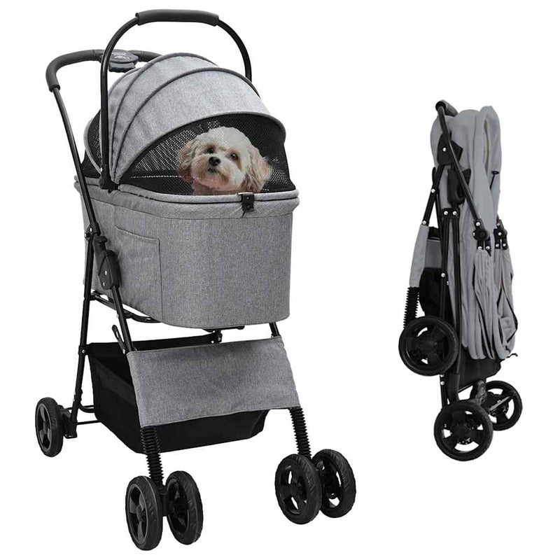 Passeggino pieghevole per animali Grigio 81 x 47 x 99 cm