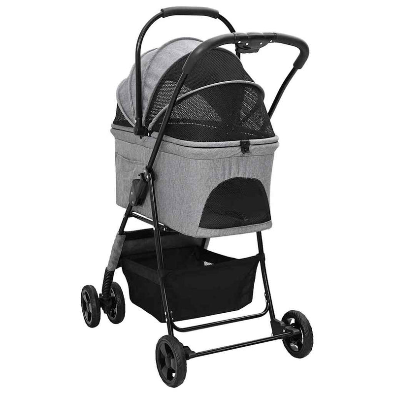 Passeggino pieghevole per animali Grigio 81 x 47 x 99 cm
