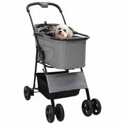 Passeggino pieghevole per animali Grigio 81 x 47 x 99 cm