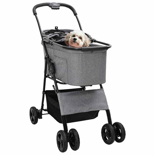 Passeggino pieghevole per animali Grigio 81 x 47 x 99 cm