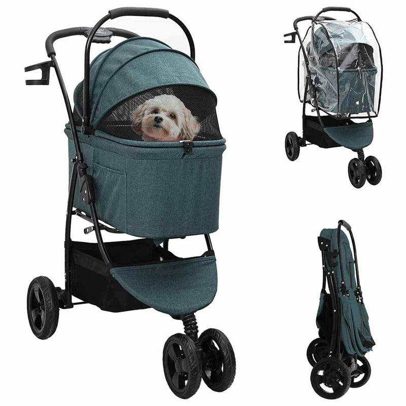 Passeggino pieghevole per animali Verde 78 x 54 x 101 cm