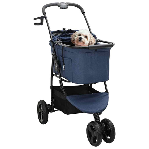 Passeggino pieghevole per animali Blu 78 x 54 x 101 cm