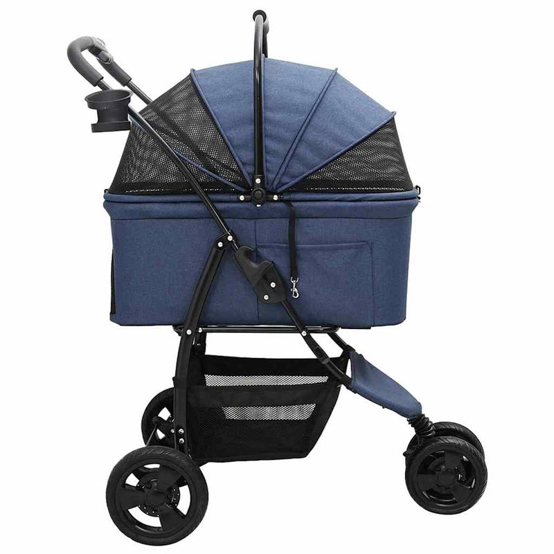 Passeggino pieghevole per animali Blu 78 x 54 x 101 cm