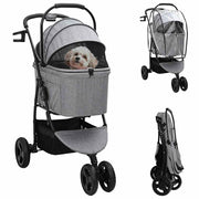 Passeggino pieghevole per animali Grigio 78 x 54 x 101 cm