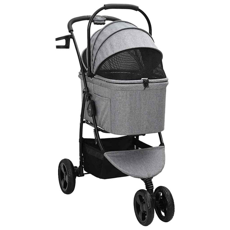 Passeggino pieghevole per animali Grigio 78 x 54 x 101 cm