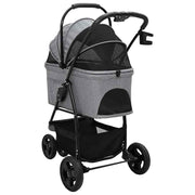 Passeggino pieghevole per animali Grigio 78 x 54 x 101 cm