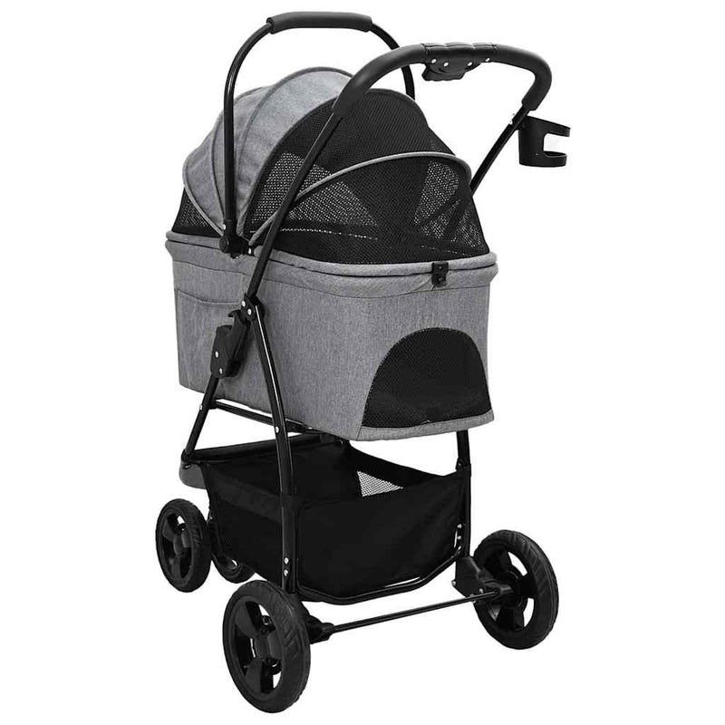 Passeggino pieghevole per animali Grigio 78 x 54 x 101 cm