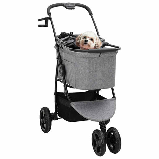 Passeggino pieghevole per animali Grigio 78 x 54 x 101 cm