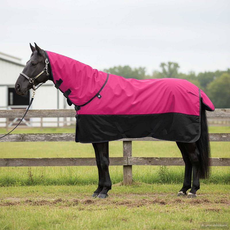 Coperta per Cavalli Rosa e Nero 155 cm Poliestere