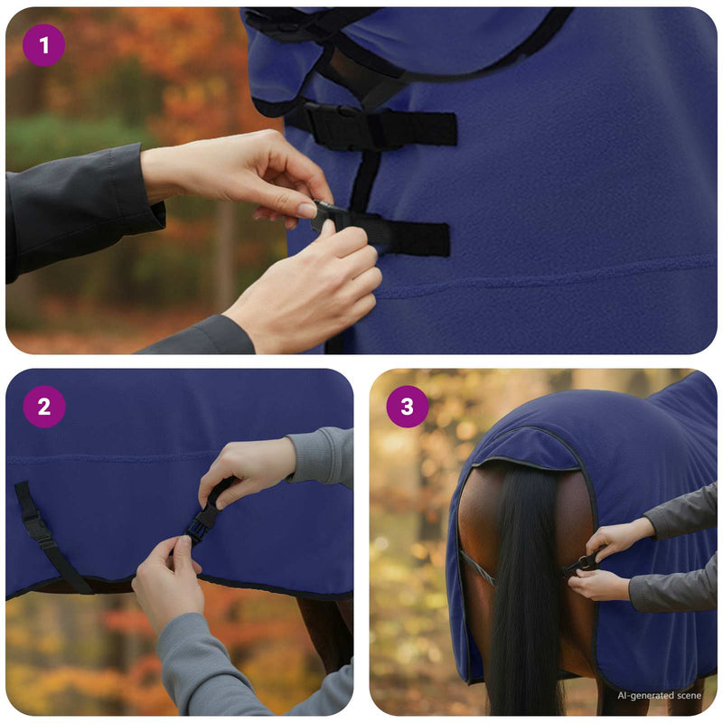 Coperta per Cavalli Blu navy 145 cm Fleece in poliestere