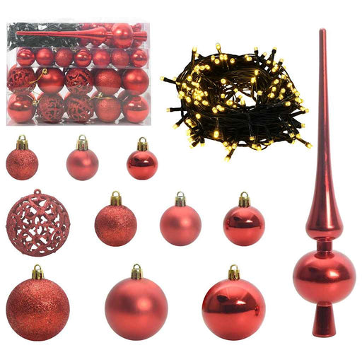 Set di Palle di Natale 61 pz 150 LED Bianco caldo Ø 6 cm