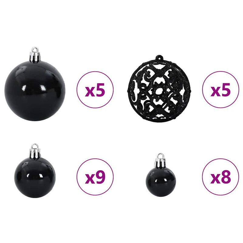Set di Palle di Natale 61 pz 150 LED Bianco caldo Ø 6 cm