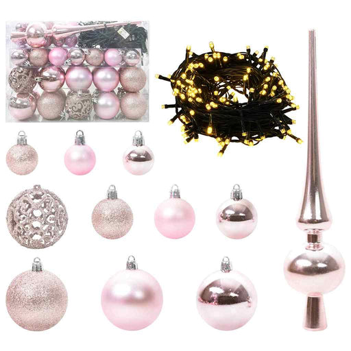 Set di Palle di Natale 61 pz 150 LED Bianco caldo Ø 6 cm