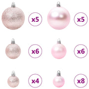 Set di Palle di Natale 61 pz 150 LED Bianco caldo Ø 6 cm