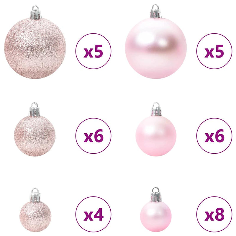 Set di Palle di Natale 61 pz 150 LED Bianco caldo Ø 6 cm