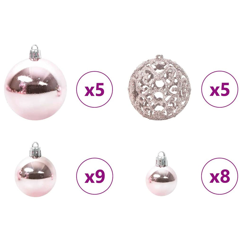 Set di Palle di Natale 61 pz 150 LED Bianco caldo Ø 6 cm