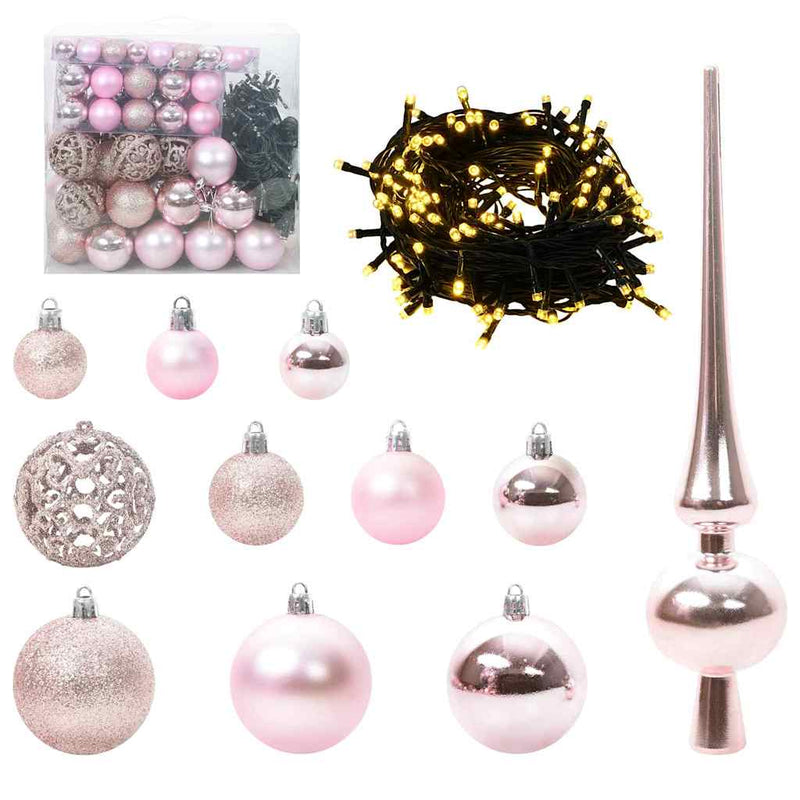 Set di Palle di Natale 120 pz 300 LED Bianco caldo Ø 6 cm