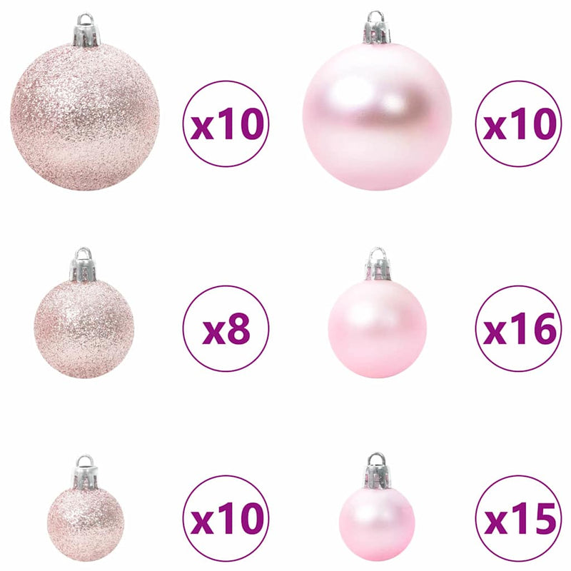 Set di Palle di Natale 120 pz 300 LED Bianco caldo Ø 6 cm