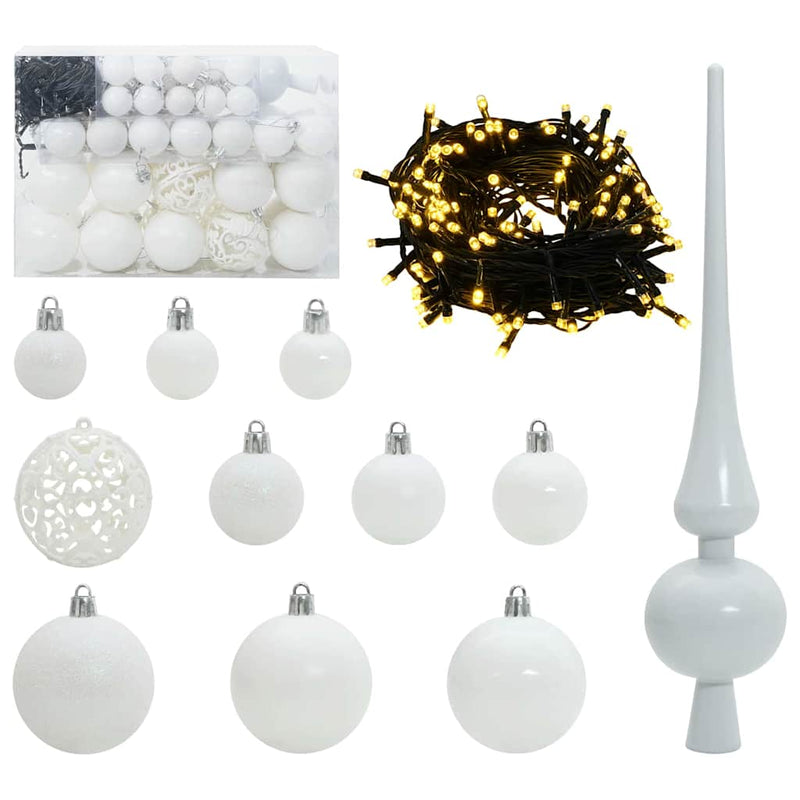 Set di Palle di Natale 61 pz 150 LED Bianco caldo Ø 6 cm