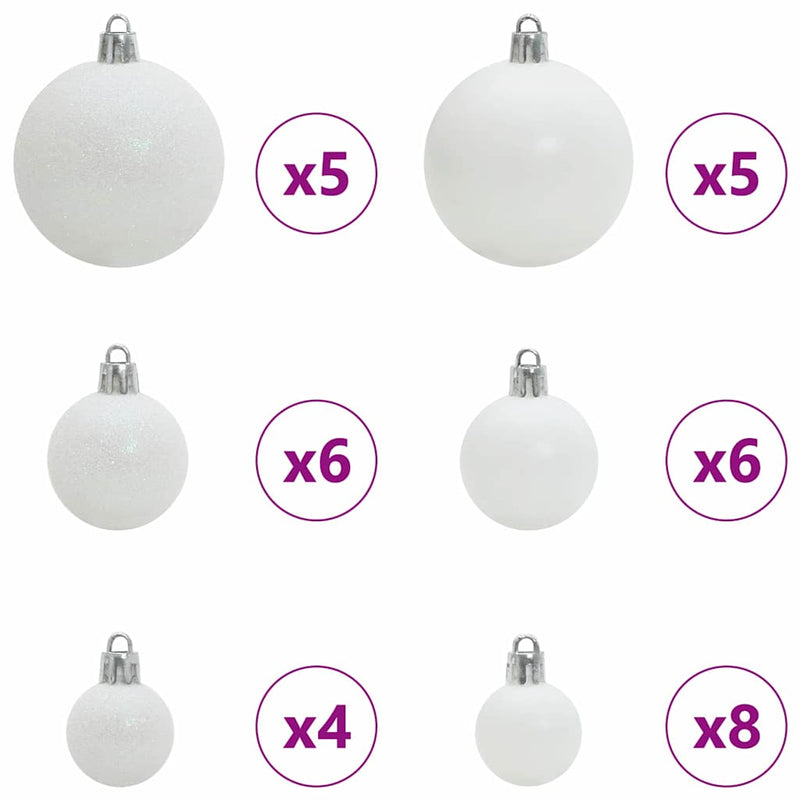 Set di Palle di Natale 61 pz 150 LED Bianco caldo Ø 6 cm