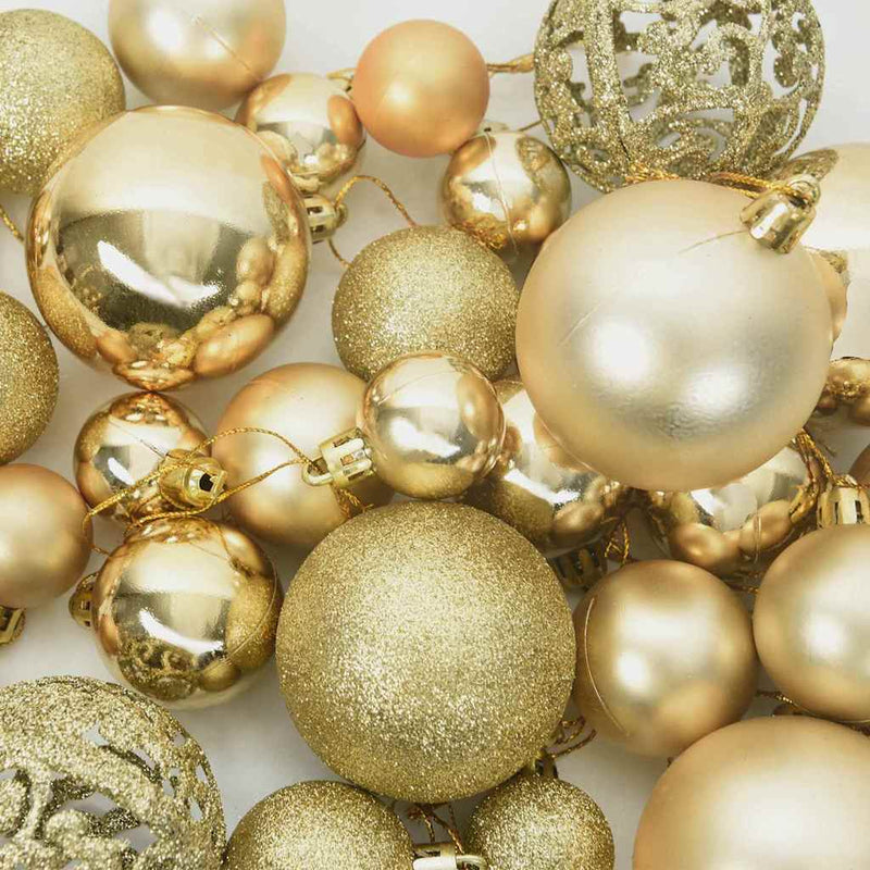 Set di Palle di Natale 61 pz 150 LED Bianco caldo Ø 6 cm